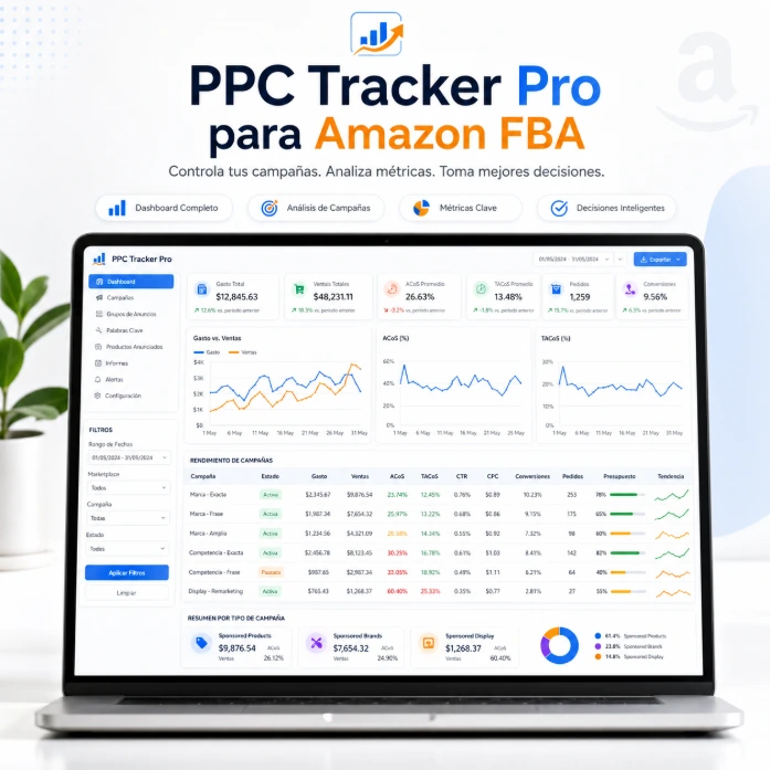 PPC Tracker Pro para Amazon FBA — Excel + Google Sheets
